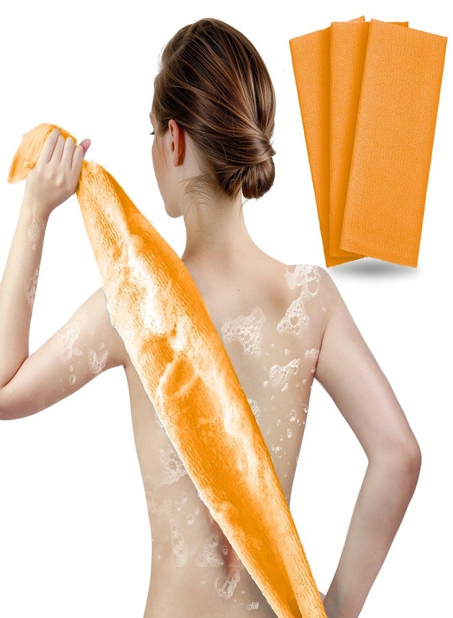 ARCH&M Exfoliating Washcloth & Body Scrubber for Shower (3 Pack) | ARCH&M Japanese Beauty Cloth for Deep Cleansing & Back Exfoliation (Orange x 3) - Image 1