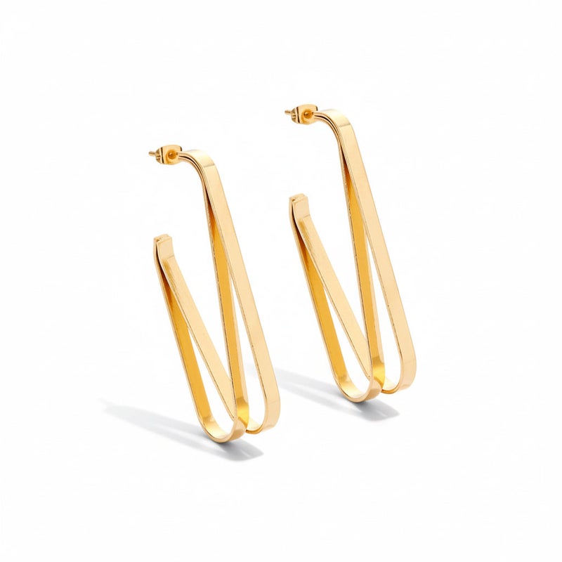 Bariq Parallel Horizon Earrings - Tarnish Free - Image 1