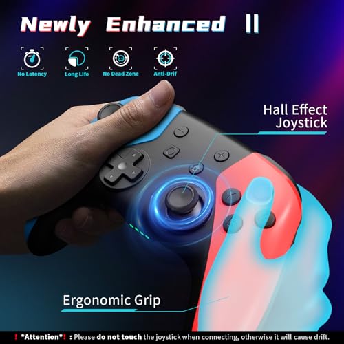 AceGamer 2 Pack Wireless Controller for Nintendo Switch/Lite/OLED, Hall Effect Joystick for Switch 2 Pro Controller with Wake-Up/Turbo/Dual Vibration/Programmable (Red+Blue) - Image 2