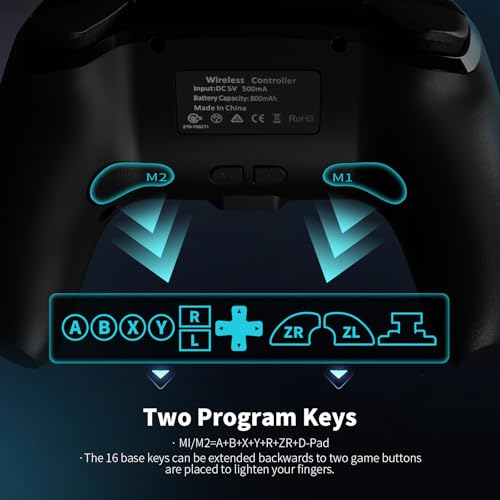 AceGamer 2 Pack Wireless Controller for Nintendo Switch/Lite/OLED, Hall Effect Joystick for Switch 2 Pro Controller with Wake-Up/Turbo/Dual Vibration/Programmable (Red+Blue) - Image 3