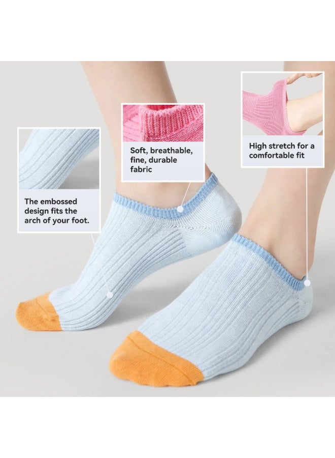 Women's Color Block Ankle Socks, Cotton Comfortable and Breathable, 3-Pair Pack，R9063 - Image 3