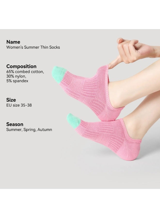 Women's Color Block Ankle Socks, Cotton Comfortable and Breathable, 3-Pair Pack，R9063 - Image 2