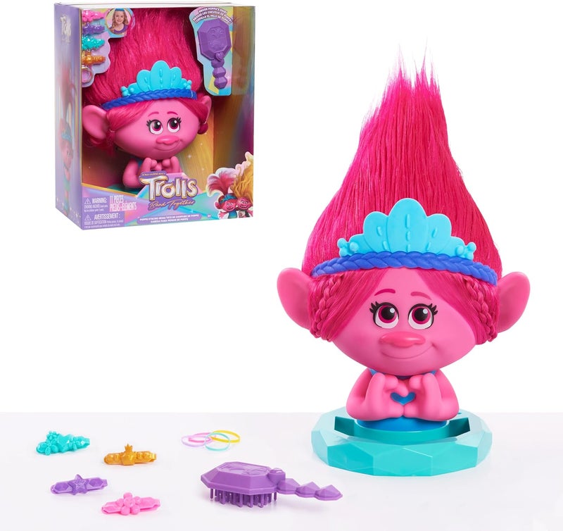 Trolls DreamWorks Trolls Band Together Poppy Styling Head with Accessories 11pieces Pink Kids Toys for Ages 3 Up by Just Play - Image 1