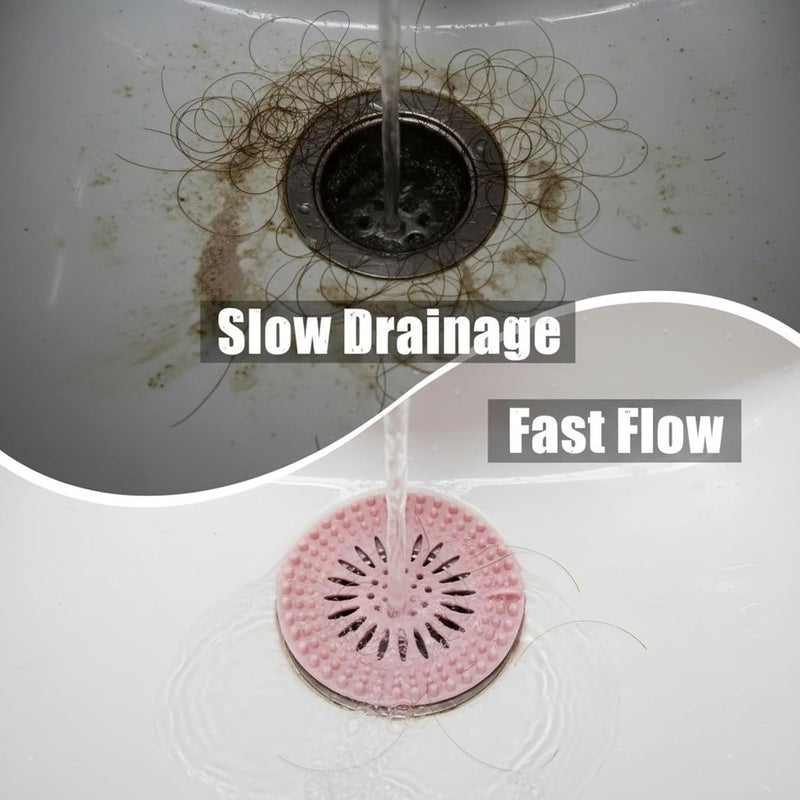 4 Pcs Sink Strainer, 4.7 in Silicone Drain Cover Set, Hair Catcher for Shower Drain, Dense Raised Design, Multiple Colors, Fits Most Drains - Image 3