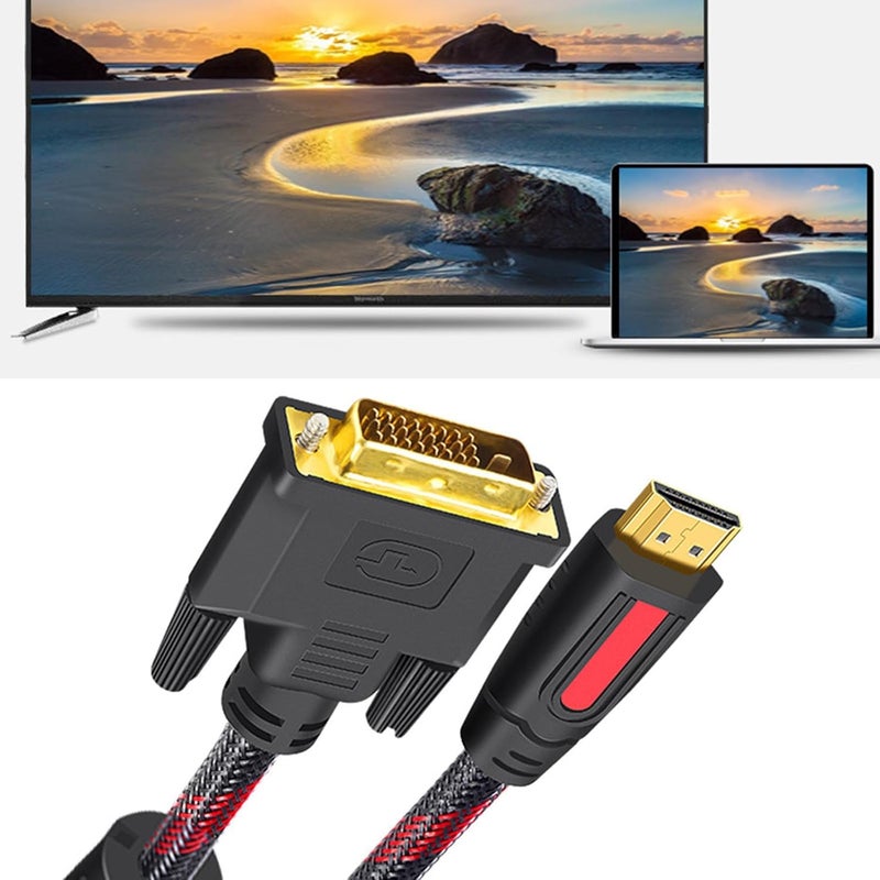 كابل نايلون محمي 4K HDTV إلى DVI بطول 4.92 قدم لنقل ثنائي الاتجاه لمسرح المنزل - Image 3