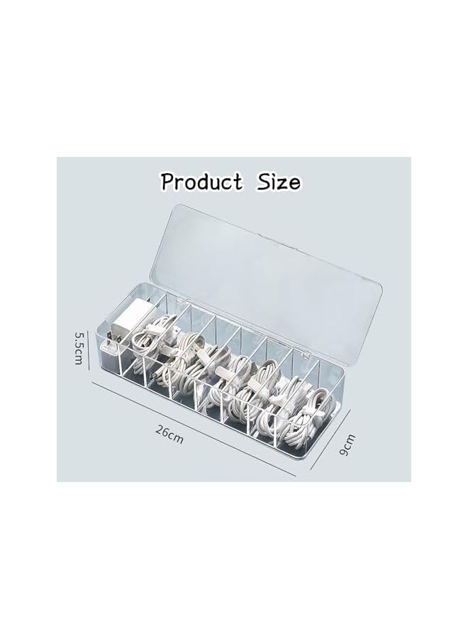 promass Data Cable Organizer Box, Clear Electronics Organizer Boxes,Plastic Cable Management Box with 10 Wire Ties, 8 Capacity Acrylic Charger Organizer, Electronics Organizer for Office - Image 3