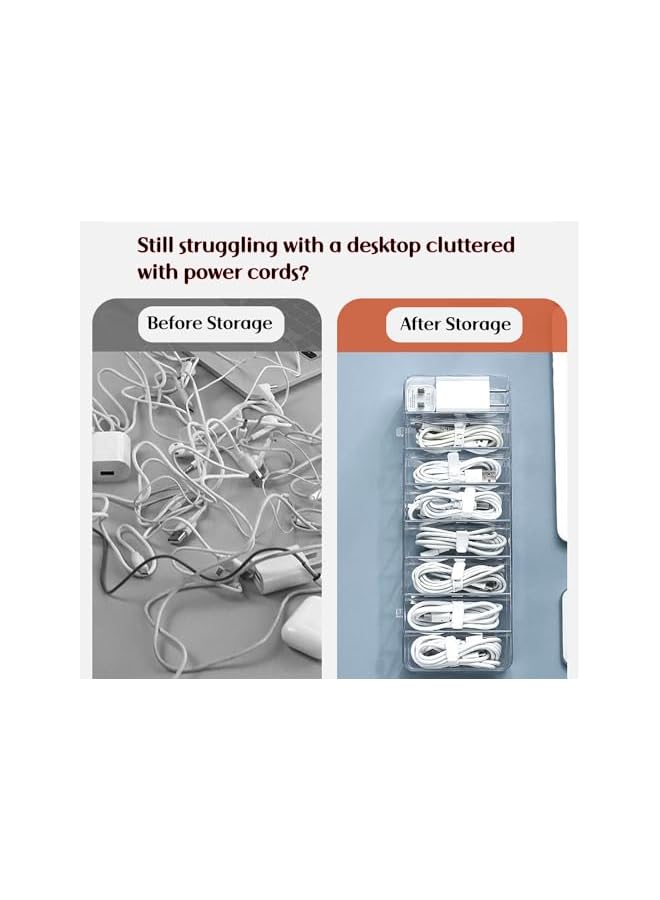 promass Data Cable Organizer Box, Clear Electronics Organizer Boxes,Plastic Cable Management Box with 10 Wire Ties, 8 Capacity Acrylic Charger Organizer, Electronics Organizer for Office - Image 2