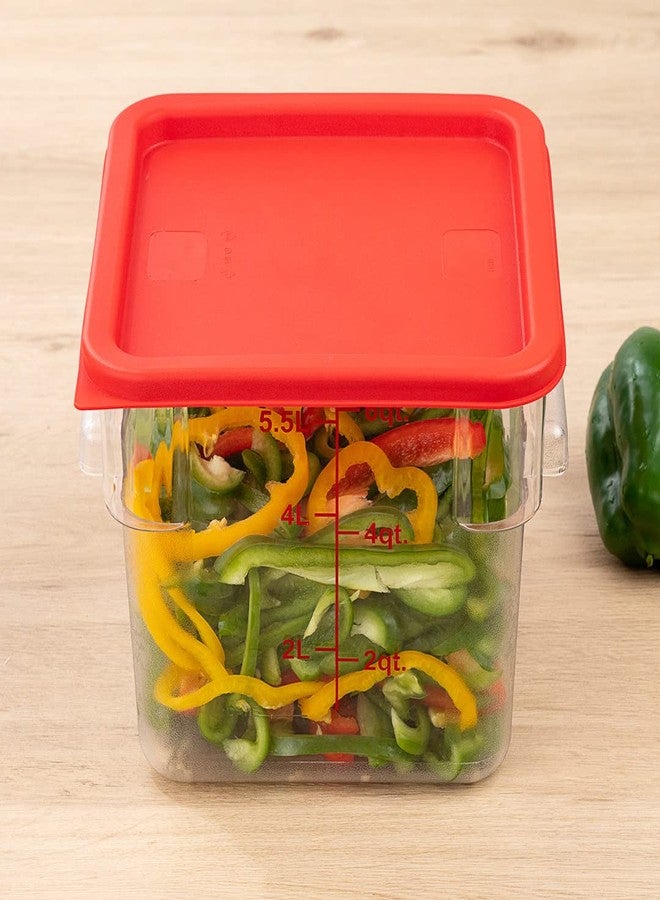 Restaurantware-LID ONLY: Met Lux Food Storage Container Lid Pack of 1 Square Marinating Container Cover - Container Sold Separately, With Date Indicator, Red Plastic, Dishwashable, Freezable - Image 3