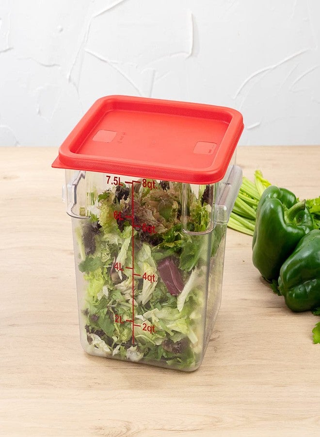 Restaurantware-LID ONLY: Met Lux Food Storage Container Lid Pack of 1 Square Marinating Container Cover - Container Sold Separately, With Date Indicator, Red Plastic, Dishwashable, Freezable - Image 4