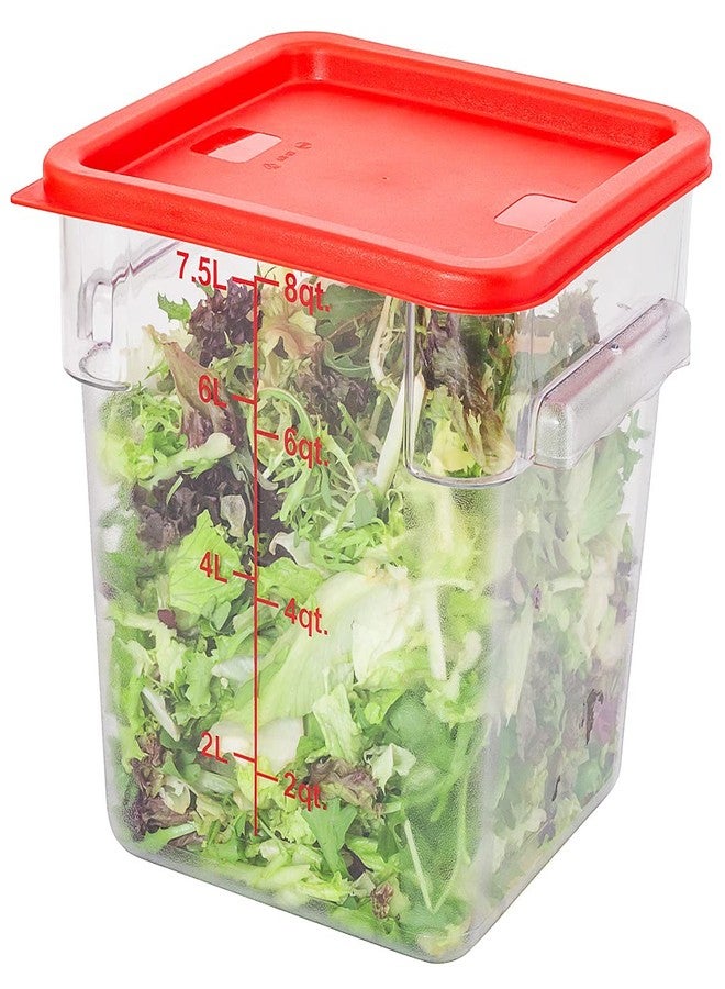 Restaurantware-LID ONLY: Met Lux Food Storage Container Lid Pack of 1 Square Marinating Container Cover - Container Sold Separately, With Date Indicator, Red Plastic, Dishwashable, Freezable - Image 2