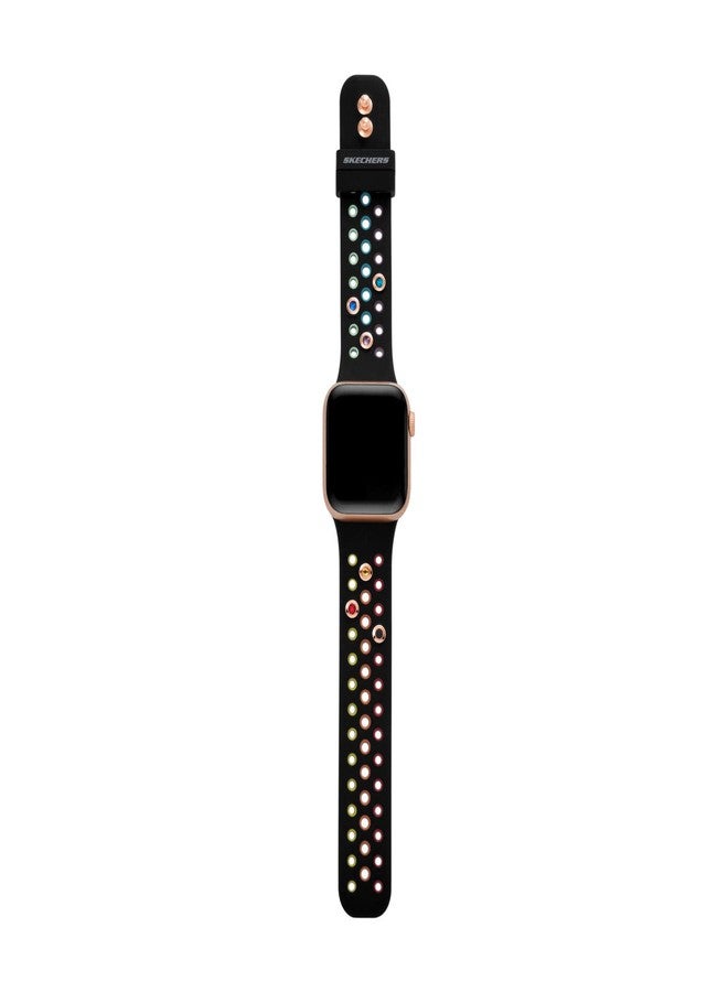 سكيتشرز سوار ساعة Skechers لساعة Apple Watch، سوار لساعات Apple Watch مقاس 38/40/41 مم - أحزمة لساعات Apple Watch Series 8/7/6/5/4/3/2/1/SE، تعليقات سوداء، مقاس واحد، قابل للتخصيص - Image 2