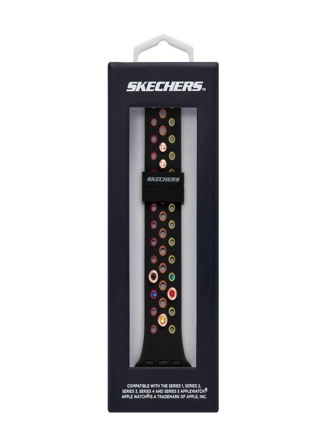 سكيتشرز سوار ساعة Skechers لساعة Apple Watch، سوار لساعات Apple Watch مقاس 38/40/41 مم - أحزمة لساعات Apple Watch Series 8/7/6/5/4/3/2/1/SE، تعليقات سوداء، مقاس واحد، قابل للتخصيص - Image 3