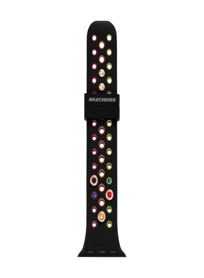 سكيتشرز سوار ساعة Skechers لساعة Apple Watch، سوار لساعات Apple Watch مقاس 38/40/41 مم - أحزمة لساعات Apple Watch Series 8/7/6/5/4/3/2/1/SE، تعليقات سوداء، مقاس واحد، قابل للتخصيص - Image 1