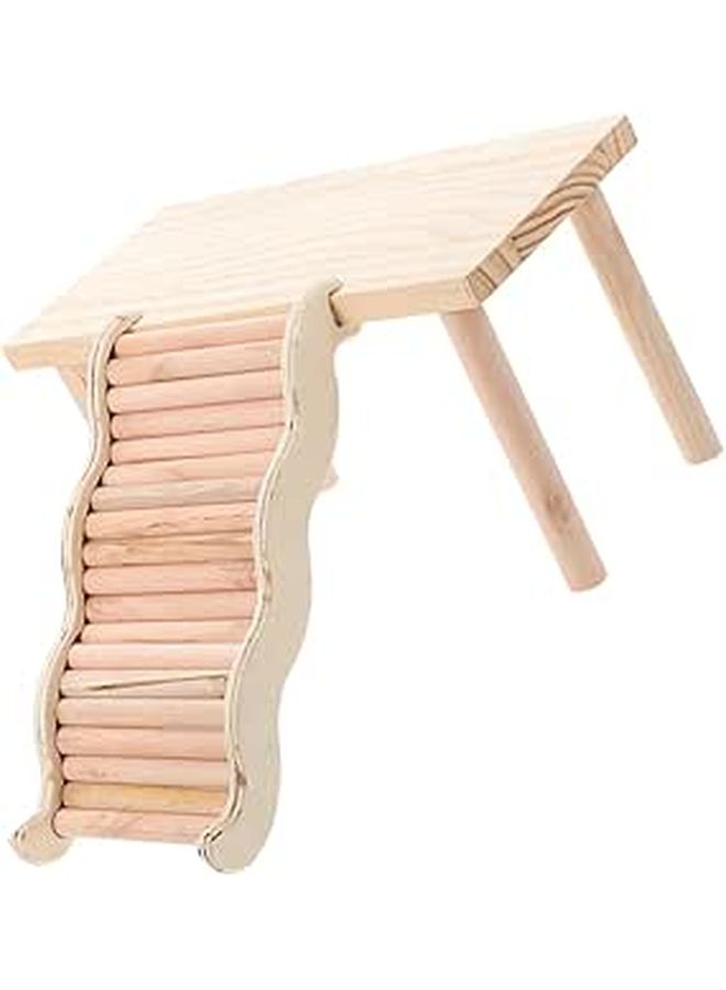 Mikikit Wooden Hamster Cage Platform Climbing Ladder Dwarf Hamster Enrichment - Image 1