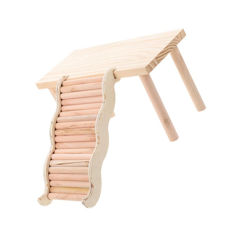 Mikikit Wooden Hamster Cage Platform Climbing Ladder Dwarf Hamster Enrichment - Image 2