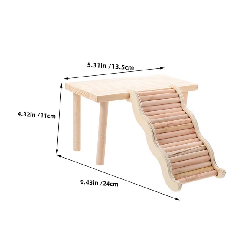 Mikikit Wooden Hamster Cage Platform Climbing Ladder Dwarf Hamster Enrichment - Image 3
