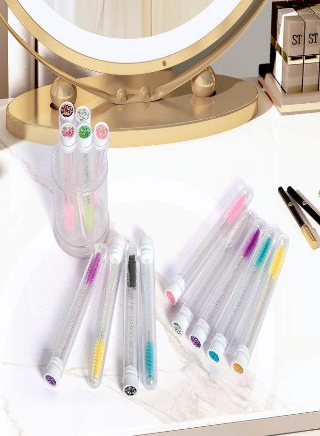IHYjinchoo 10-Piece Disposable Mascara Brushes Tubes Set -10 Empty Wand Tubes with 60 Diamond Eyelash Brushes, Spoolies for Eyelash Extensions, Makeup Tools (Mixed Color+Black, 10 Pack) - Image 4