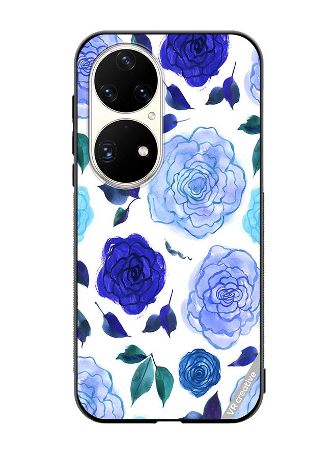 VR CREATIVE Protective Case Cover For Huawei P50 Pro Blue Smot Flower Design Multicolour - Image 1