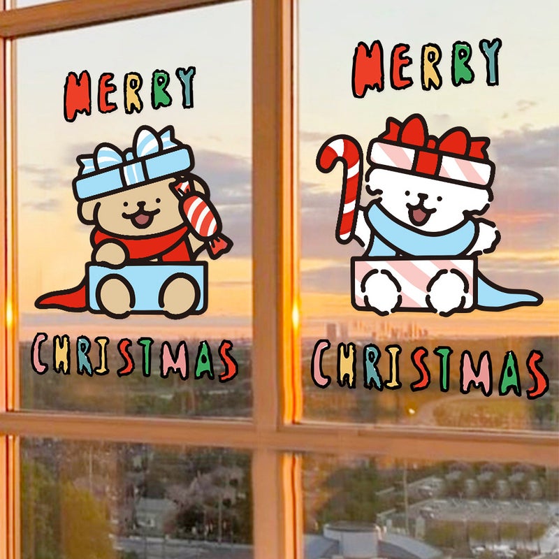 2026 New Year Christmas Snowflake Line Puppy Cartoon Decoration Glass Door Sticker Atmosphere Arrangement Static Window Decoration - Image 4
