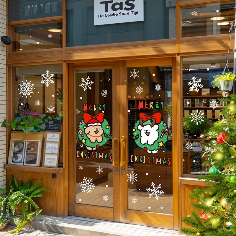 2026 New Year Christmas Snowflake Line Puppy Cartoon Decoration Glass Door Sticker Atmosphere Arrangement Static Window Decoration - Image 5