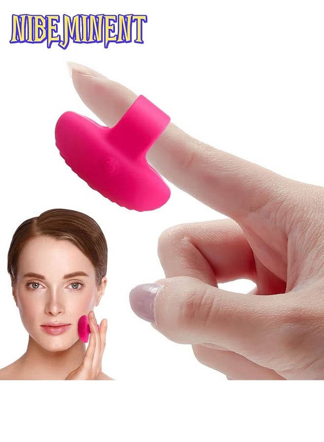 NIBEMINENT Pocket Mini Ring Facial and Eye Massage Ball USB Rechargeable Fingertip Massager Rose Red Face Massager Facial Muscle Tightening Anti Aging Relief Eyes Dark Circles Eye Puffiness Fatigue - Image 1