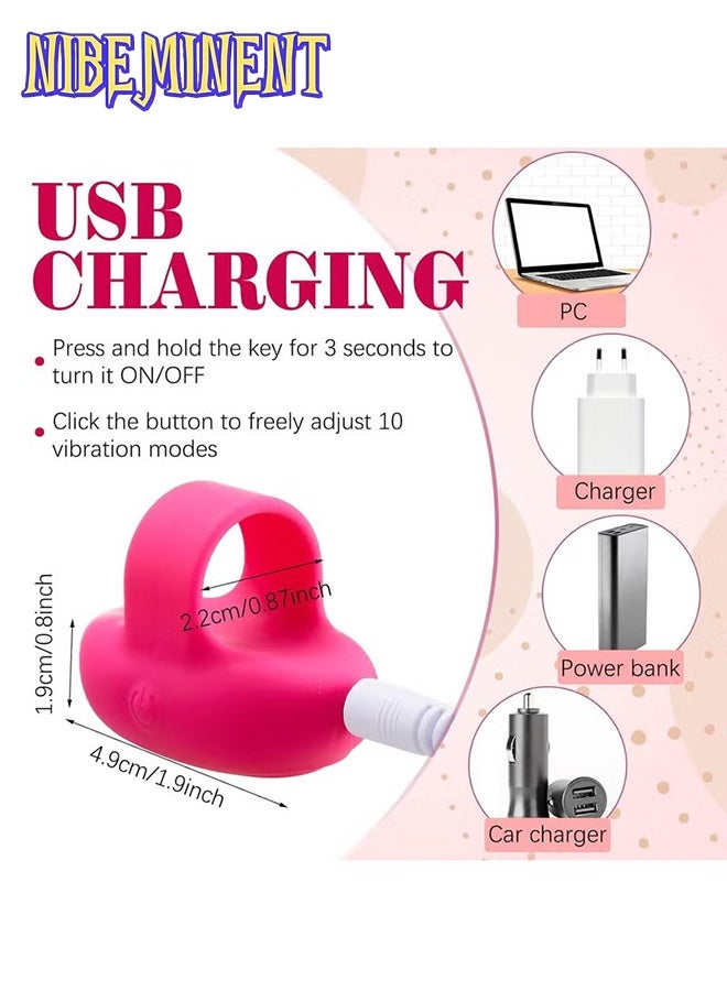 NIBEMINENT Pocket Mini Ring Facial and Eye Massage Ball USB Rechargeable Fingertip Massager Rose Red Face Massager Facial Muscle Tightening Anti Aging Relief Eyes Dark Circles Eye Puffiness Fatigue - Image 5