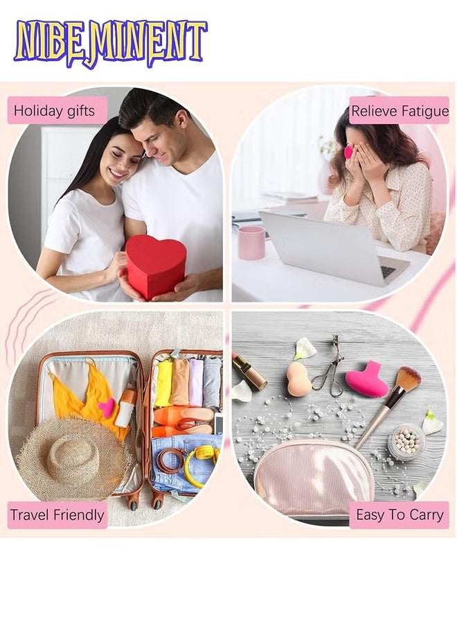 NIBEMINENT Pocket Mini Ring Facial and Eye Massage Ball USB Rechargeable Fingertip Massager Rose Red Face Massager Facial Muscle Tightening Anti Aging Relief Eyes Dark Circles Eye Puffiness Fatigue - Image 4