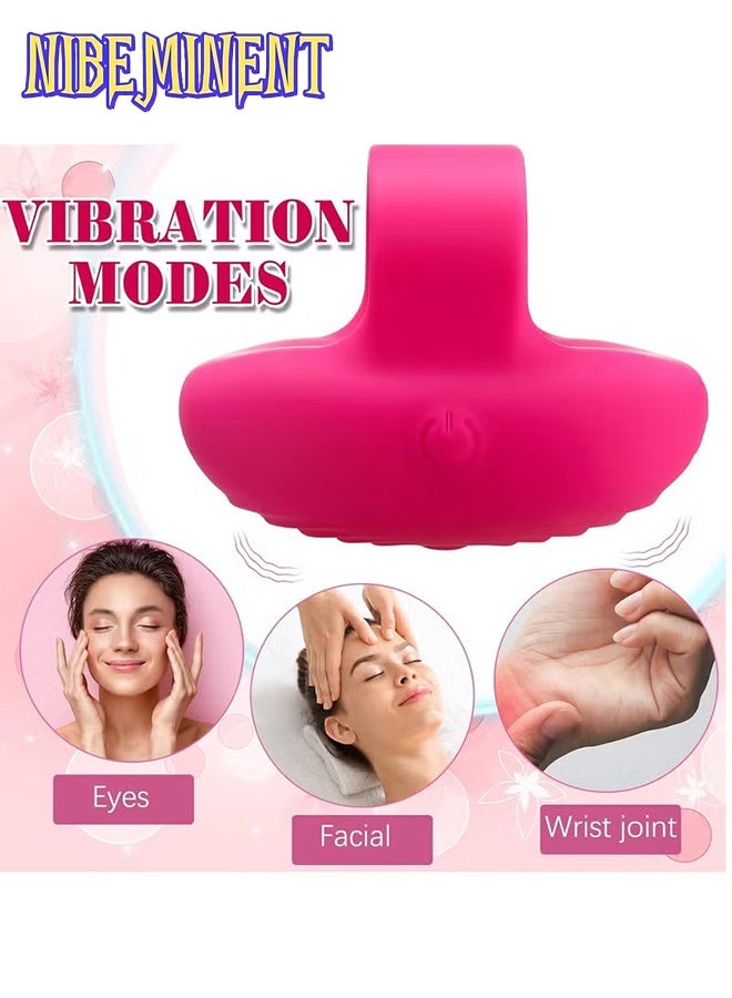 NIBEMINENT Pocket Mini Ring Facial and Eye Massage Ball USB Rechargeable Fingertip Massager Rose Red Face Massager Facial Muscle Tightening Anti Aging Relief Eyes Dark Circles Eye Puffiness Fatigue - Image 2