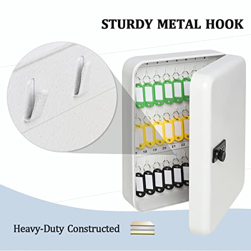 Decaller Secure Key Box with Combination Lock, Key Cabinet Wall Mount Lock Box with 48 Hooks, 11 4/5" x 9 1/5" x 3" - Image 4