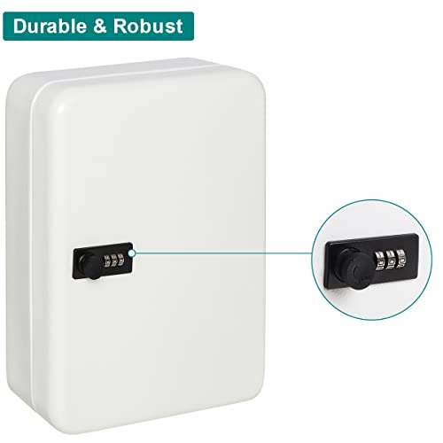 Decaller Secure Key Box with Combination Lock, Key Cabinet Wall Mount Lock Box with 48 Hooks, 11 4/5" x 9 1/5" x 3" - Image 3