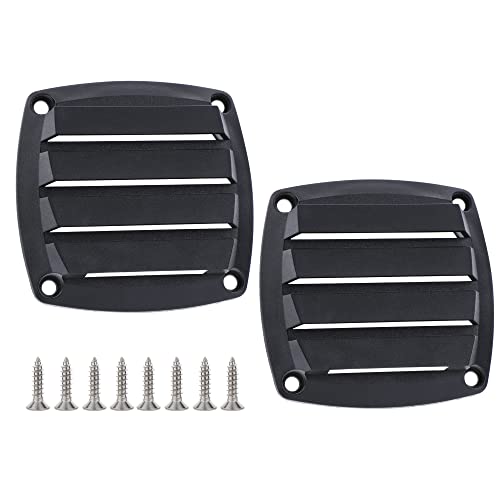 VTurboWay 2 Pcs Louvered Flush Plastic Thru Vent, Marine Boat Vent, 2-3/4", Black, Free Installation Screws - Image 1