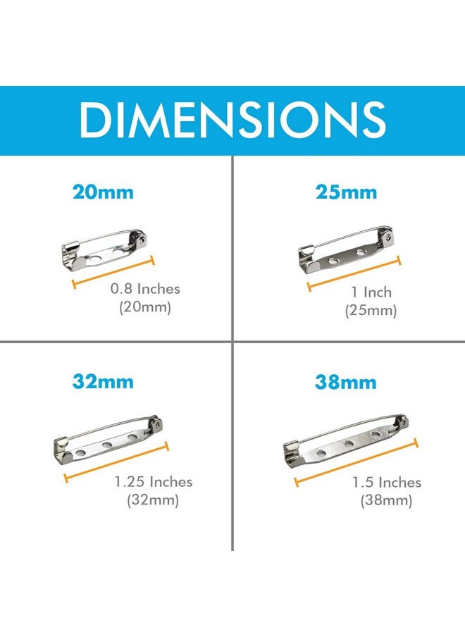 Millennial Essentials Bar Pins Brooch Clasp Pin Backs Safety Pin 120 Pieces Silver For Name Tags Badges (4 Sizes 20Mm 25Mm 32Mm 38Mm)  - Image 3