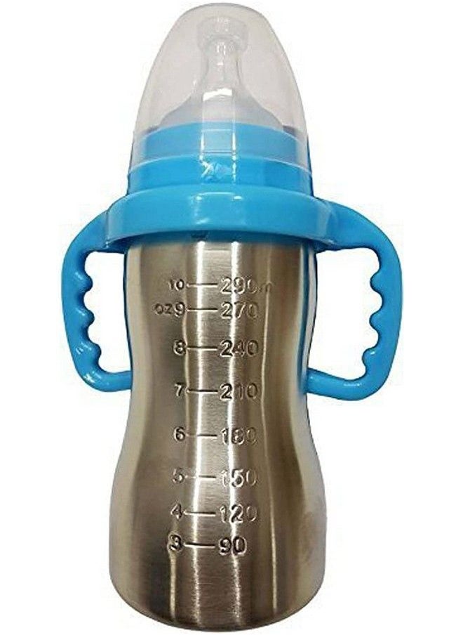 DOMENICO Baby Feeding Bottle In Stainless Steel Rganic Kidz High Grade Stainless Steel 2 In 1 Sipper And Feeding Bottle With Silicone Nipple For Baby (240 Ml)  - Image 3