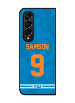 Rugged Black Edge Case for Samsung Galaxy Z Fold4, Slim fit Soft Case Flexible Rubber Edges Thin Cover - Player Name - Sanju Samson, Jersey Number- 9