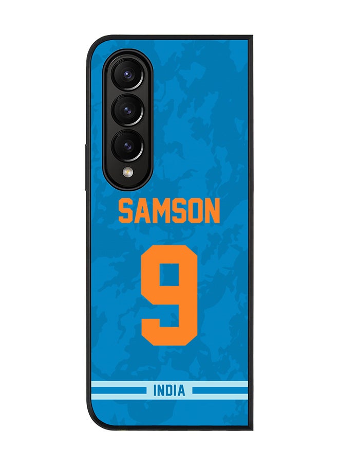 Stylizedd - Rugged Black Edge Case for Samsung Galaxy Z Fold4, Slim fit Soft Case Flexible Rubber Edges Thin Cover - Player Name - Sanju Samson, Jersey Number- 9 - Image 1