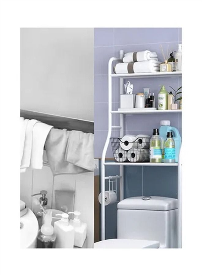 BLOOMING TIME 3-Shelf Towel Storage Rack Organizer Bathroom White - Image 2