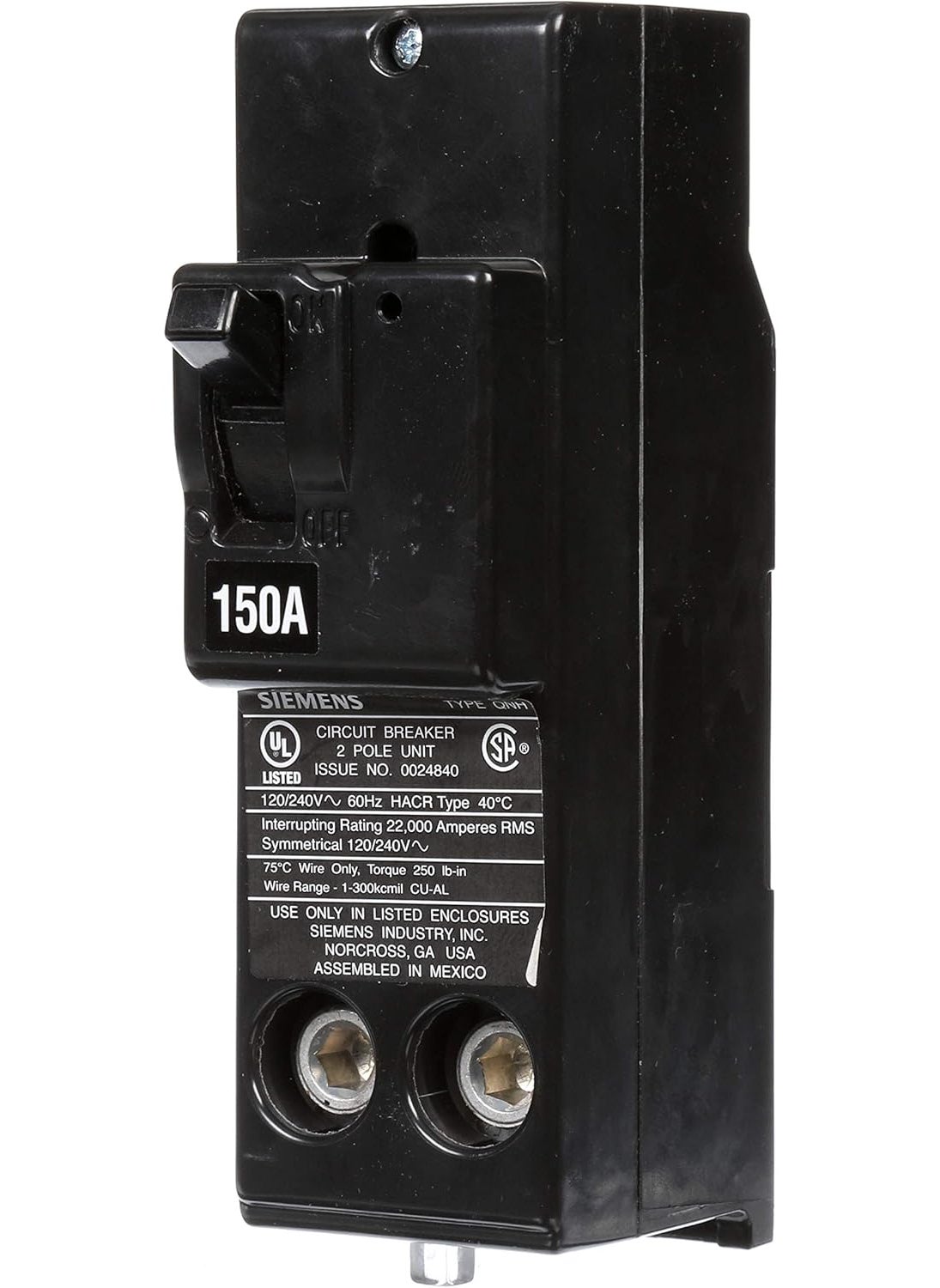 SIEMENS Siemens QN2150H 150A Double Pole 120240Volt 22K type QNH Circuit Breaker  - Image 1