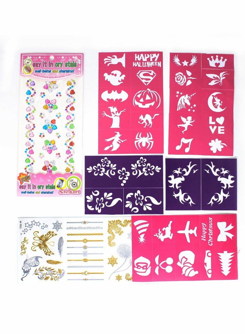19-Color Washable Face Paint Kit Multicolour with 32 Stencil Stickers, Festivals Makeup Kit, Professional Face Paint Palette, Face Paints Safe for Birthday Party Cosplay - Image 5