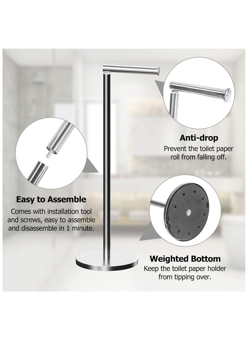 Generic - Toilet Paper Holder Stand Bathroom Toilet Paper Storage for 4 Paper Rolls with Modern shiny base, Free Standing Toilet Paper Roll Holder,Stainless Steel - Image 1