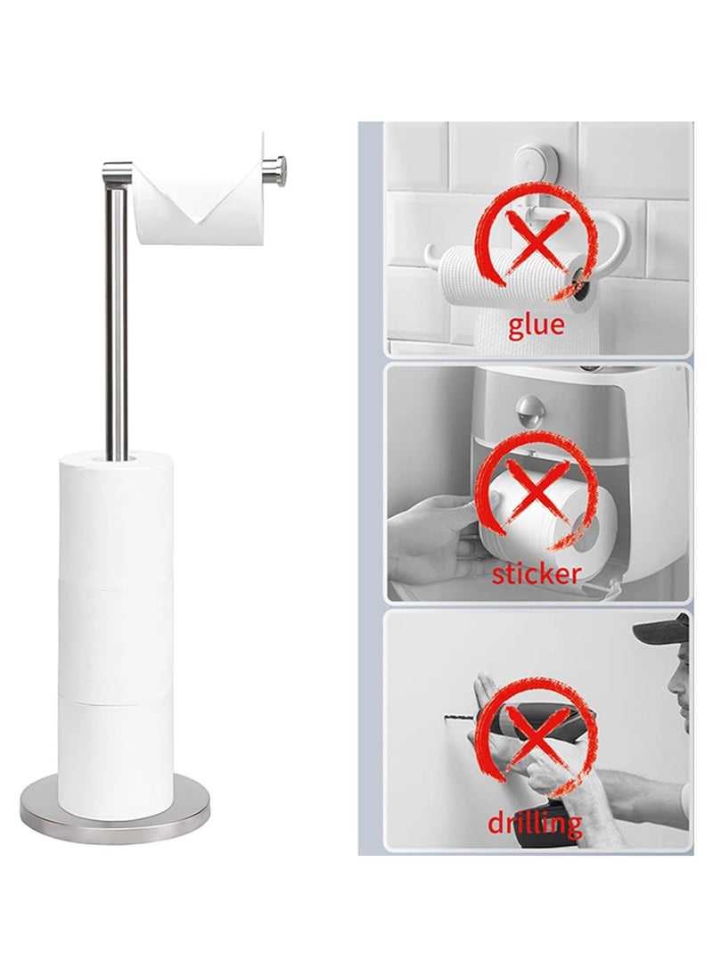 Generic - Toilet Paper Holder Stand Bathroom Toilet Paper Storage for 4 Paper Rolls with Modern shiny base, Free Standing Toilet Paper Roll Holder,Stainless Steel - Image 1