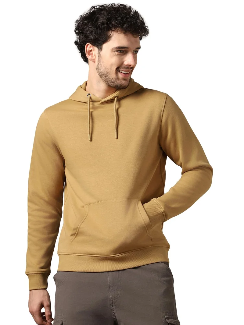 NOBERO Men's Cotton Hooded Sweatshirt in Cream