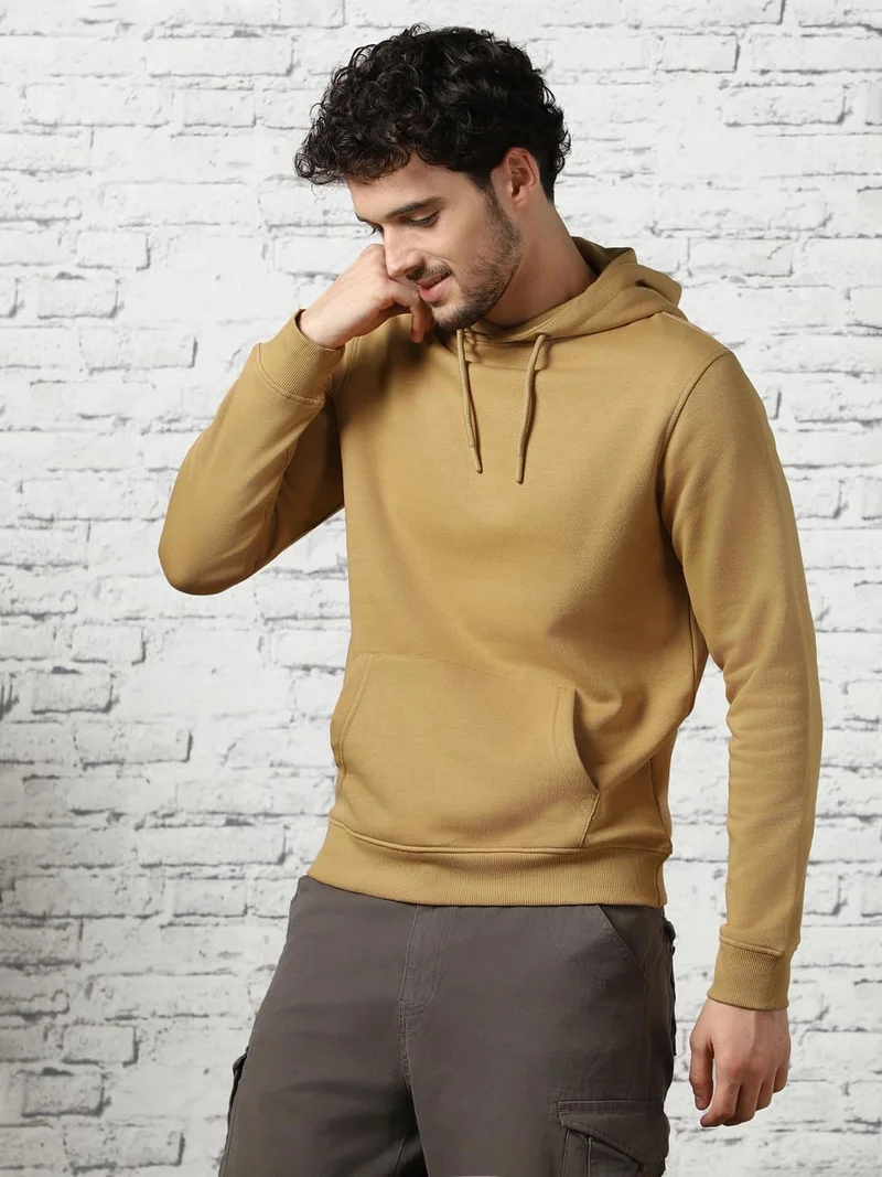 NOBERO Men's Cotton Hooded Sweatshirt in Cream