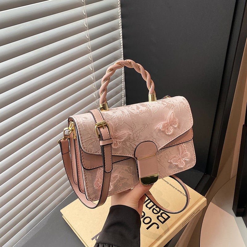 High-End Women'S Tote Bag Simple All-Match Fashion Portable Small Bag Texture Retro Saddle Crossbody Bag - Image 3