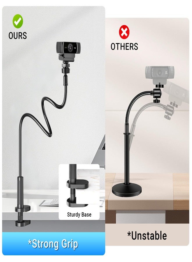 LenTok Flexible Webcam Stand Mount for Desk, Gooseneck Webcam Tripod with Clamp, Desktop Phone Holder & Table Top Tripod Compatible with Action Camera Gopro C922 C930e C920S C920 C615 C960 C920x Brio - Image 3