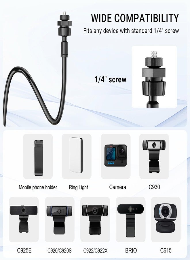 LenTok Flexible Webcam Stand Mount for Desk, Gooseneck Webcam Tripod with Clamp, Desktop Phone Holder & Table Top Tripod Compatible with Action Camera Gopro C922 C930e C920S C920 C615 C960 C920x Brio - Image 4