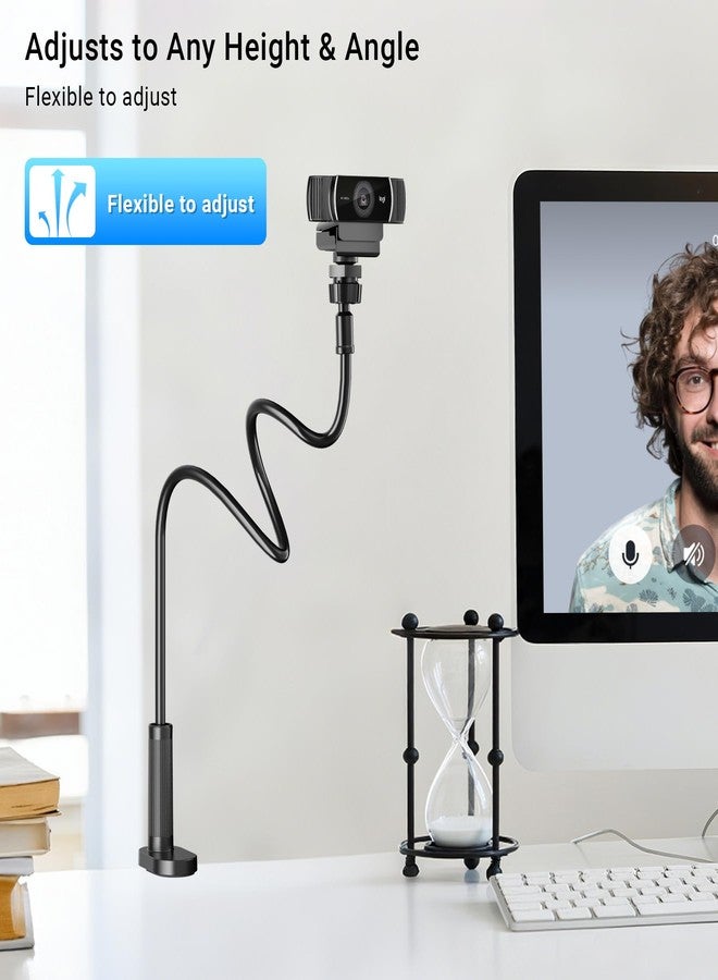 LenTok Flexible Webcam Stand Mount for Desk, Gooseneck Webcam Tripod with Clamp, Desktop Phone Holder & Table Top Tripod Compatible with Action Camera Gopro C922 C930e C920S C920 C615 C960 C920x Brio - Image 2