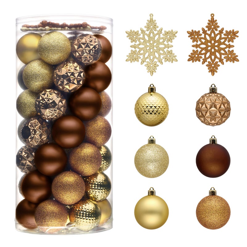 Valery Madelyn Christmas Tree Decorations Ornament Set 50ct 236 Inches Bronze Copper Gold Shatterproof Christmas Ball Ornaments Hanging Xmas Holiday Party Decor - Image 2