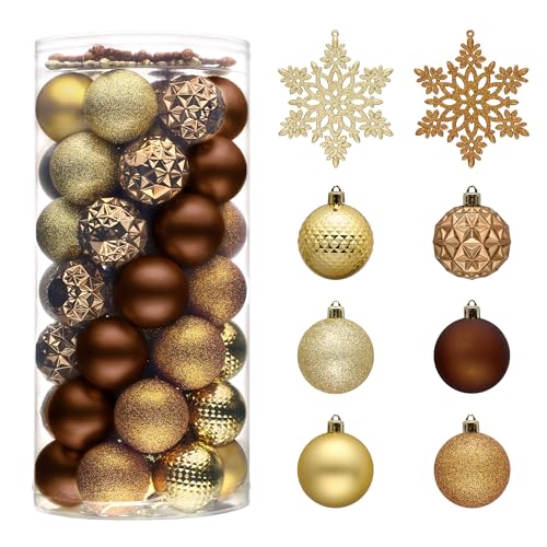 Valery Madelyn Christmas Tree Decorations Ornament Set 50ct 236 Inches Bronze Copper Gold Shatterproof Christmas Ball Ornaments Hanging Xmas Holiday Party Decor - Image 1
