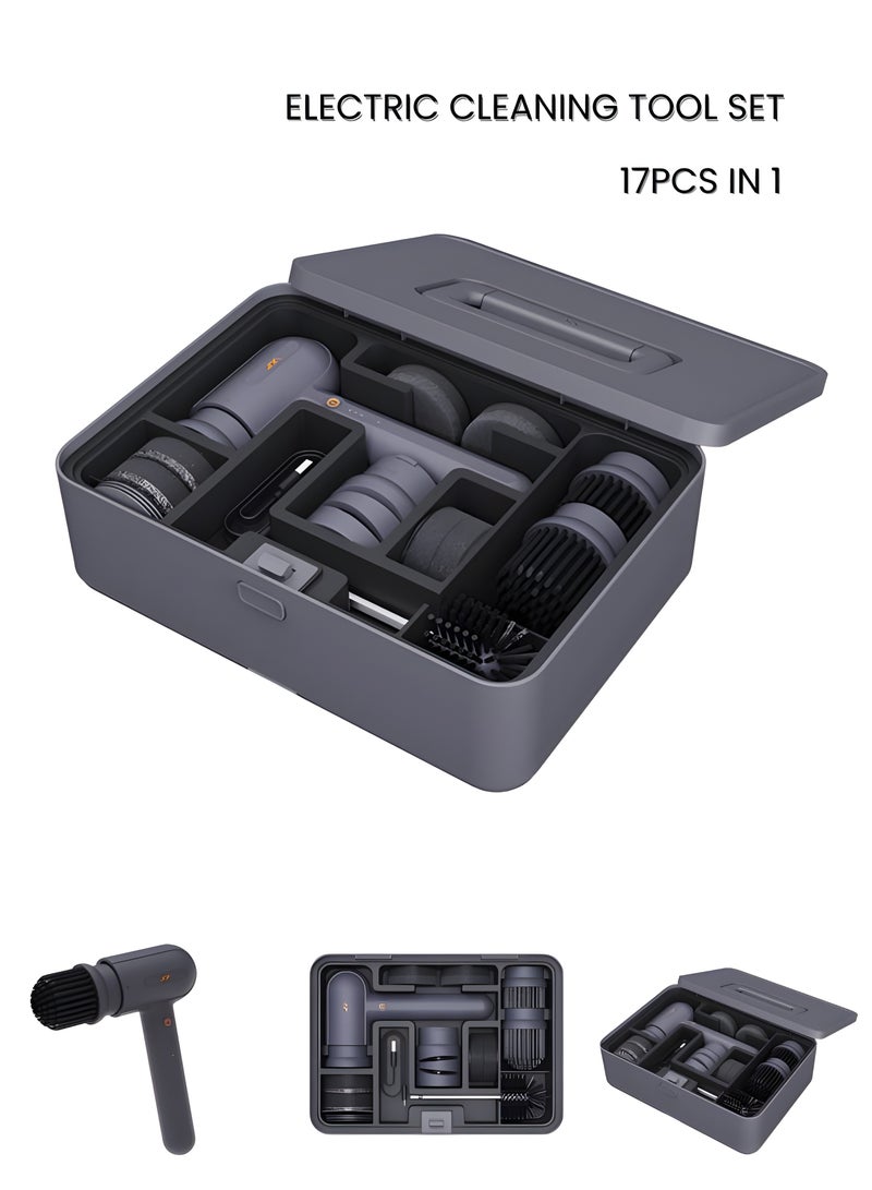 JIMIHOME 17Piece Electric Cleaning Tools Set - Rechargeable Portable Spin Scrubber, 3-Speed Mode, 4 Brush Types, Ideal for tableware, kitchen, heavy oil wall, sink, bathroom, floor, car, window - Image 2