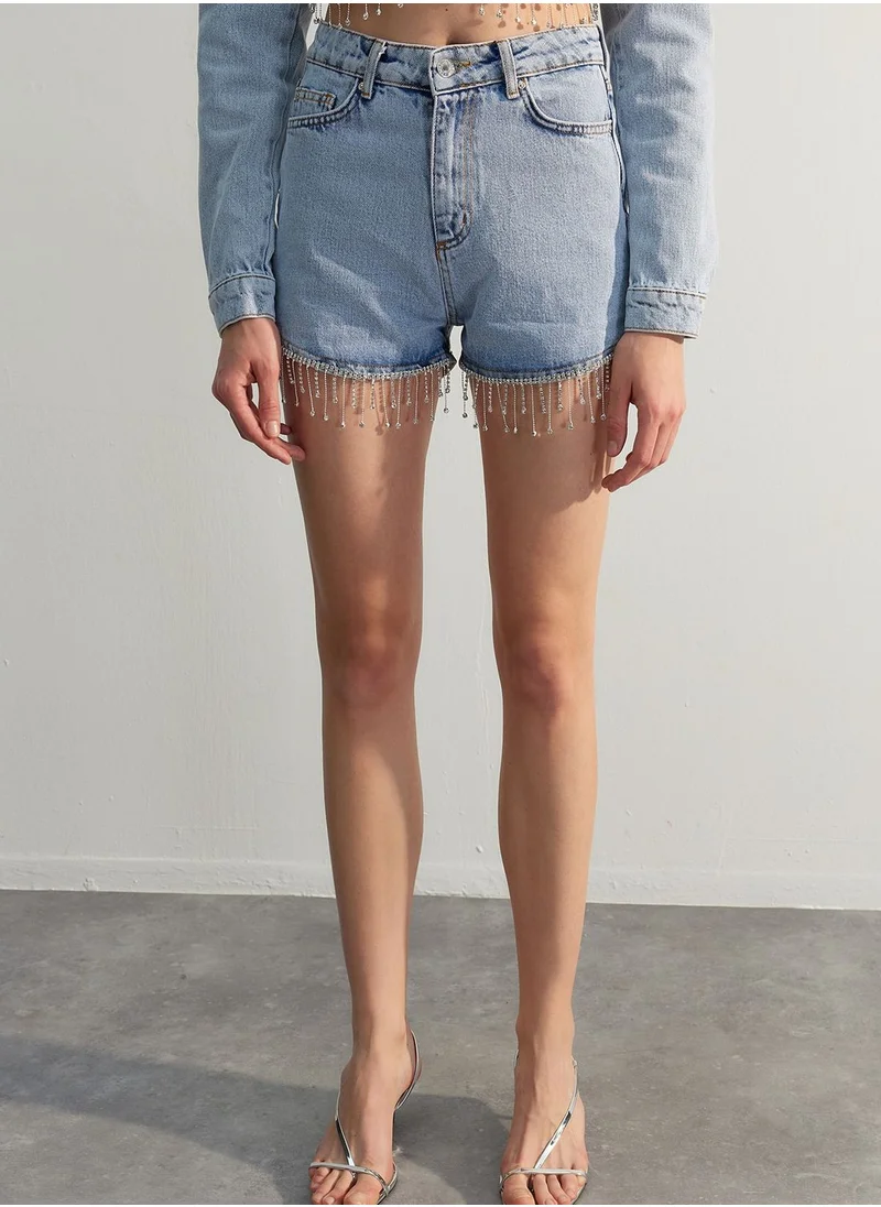trendyol Embellished High Waist Shorts
